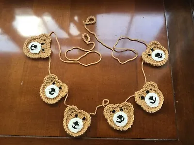 £6.50 • Buy 🐻 Teddy  Bear Bunting Crochet Nursery Wall Decor  Animal Woodland Handmade 🐻