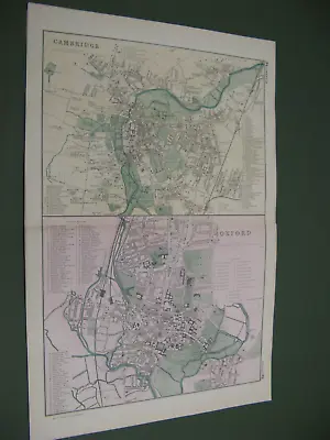 100% Original Large Oxford Cambridge  Map By Bacon C1896 Vgc • £34.95