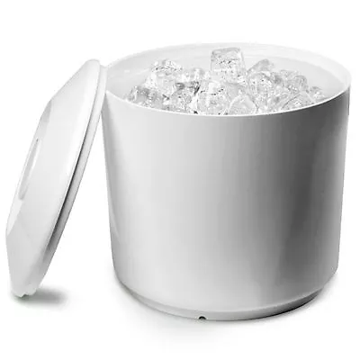 Round Ice Bucket White 6 Pint Plastic Ice Cube Bucket Wine Cooler With Lid • £9.99