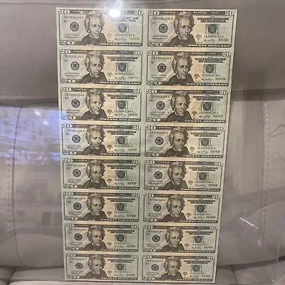 2006 $20 Uncut Sheet Paper Money 16 Count • $380