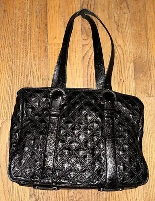 Michael Kors Quilted Black Leather Satchel HandBag Black Logo Lining • $40.50