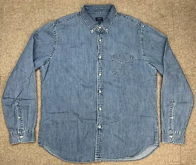 J.Crew Chambray Men's Button Down Long Sleeve Denim Shirt Size XL • $34.99