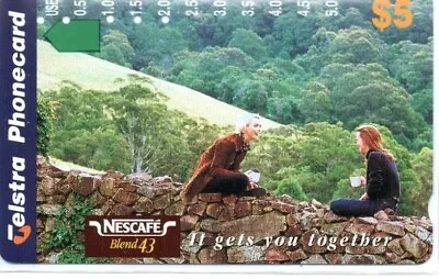 Telstra $5 Multi Hole Phonecard-Nescafe Blend 43-It Gets You Together • $4.50