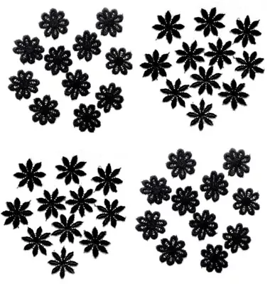 24x Black Daisy Flower Embroidered 25mm Guipure Sew On Applique Patch • £2.99