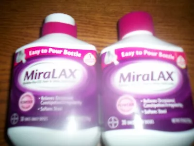 2 Bottles -Miralax Osmotic Laxative Unflavored Powder 17.9 Oz Each - 1/2025+ • $38.99