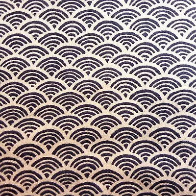 Japanese Imported Cream And Indigo Dotted Waves Cotton Fabric Per 50cm Quilting • £1.50