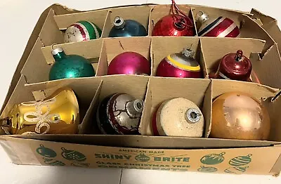 VINTAGE Set Of 12  Christmas Ball Ornaments Lot #1 • $29.11