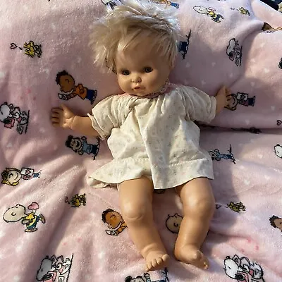 Vintage Famosa Spain Baby Toddler Doll Sleepy Eyes Open Close Dress Life Size • $25.50