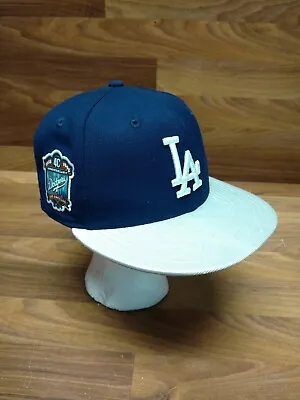 LA Dodgers Fitted Cap 7 40th Anniv Rare Blue W/ Silver Bill New Era Baseball Hat • $34.80
