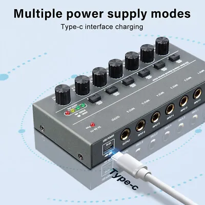 Portable Mini Audio Mixer Ultra Low Noise 4/6/8 Channel Line Stereo Mixer DC 5V • £29.37