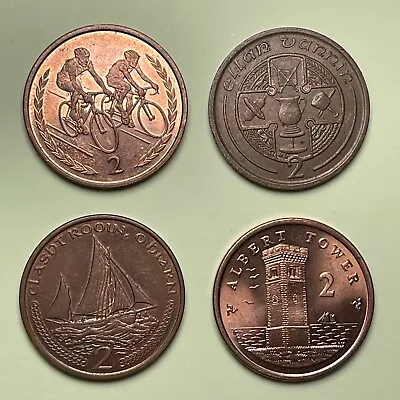 Isle Of Man 2p Coin Set Of 4 X Coins Boat Cross Cycling Tower Circulated • £4.99