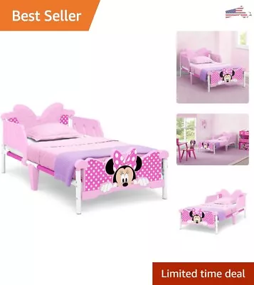 Minnie Mouse Toddler Bed - Decals Guardrails Durable - 30.25 W X 53.5 D X 23.7 • $120.62