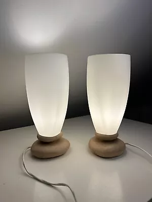 David Hunt Lighting Pebble Base Frosted Glass Table Lamps C.2000 Used Working X2 • £76.99