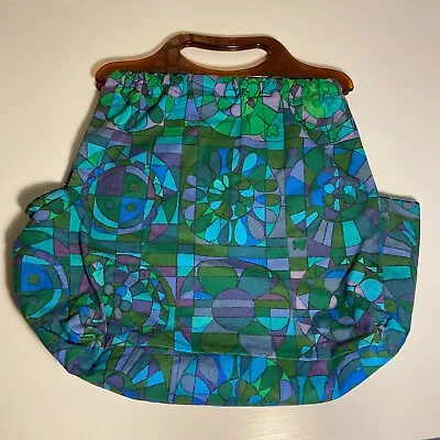 Vintage Knitting Bag 60s 70s Fabric Craft Sewing • £19.99