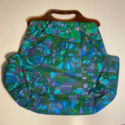 Vintage Knitting Bag 60s 70s Fabric Craft Sewing • £19.99