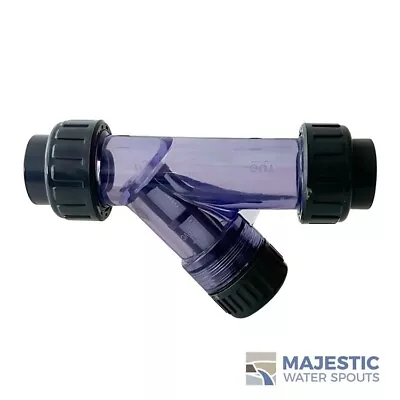 1  Clear PVC Y Strainer Inline Filter - 200 Mesh - Union Ends - Slip - 150psi • $25.95