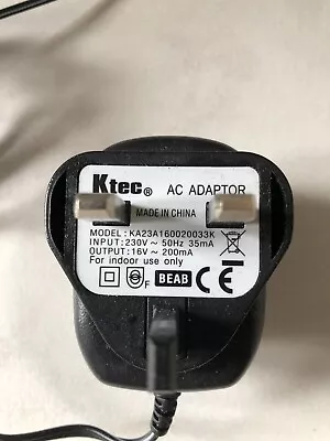 Ktec AC Adaptor 16 Volt 200ma PSU • £15