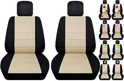 Front Car Seat Covers Black/beige W/daisy&ladybughibiscuspeace Fits VW Beetle • $87.39