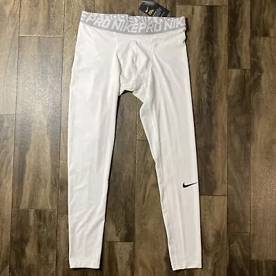 Nike Pro Cool Men’s Dri-Fit Compression Base Layer Tights White Large 3/4 Length • $34.97