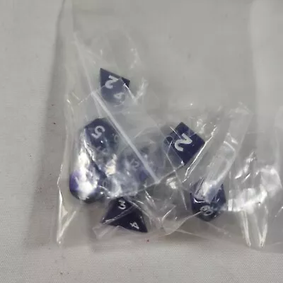 Set Of 7 Small Dark Blue Metal Polyhedral Dice For Dungeons And Dragons DnD • $12.99