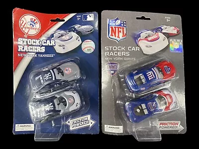 Lot Of 2 Stock Car Racers Friction Powered NY Yankees MLB & Giants NFL Theme NOS • $24.99