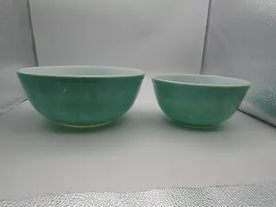 VTG Pyrex Robins Egg Blue Turquoise Mixing Bowl Set Of 2 Nesting 403 404 • $60