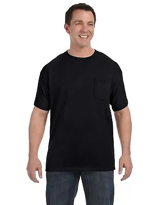 Hanes Men's 6 Oz.100% Preshrunk Cotton Authentic-T Pocket T-Shirt H5590 S-3XL • $13.08