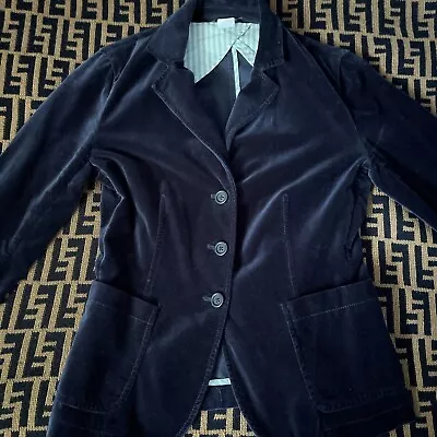 J Crew Womens Velvet Unlined Three Button Blazer Jacket Navy Blue Size XS • $20