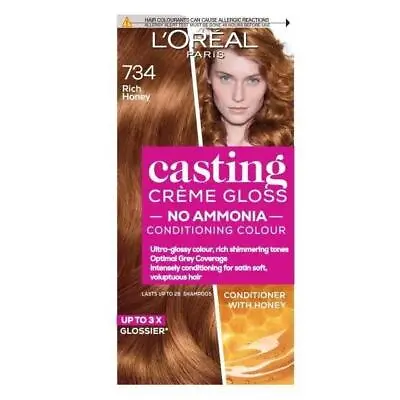 L'Oreal Casting Creme Gloss Semi-Permanent Hair Colour 734 Rich Honey • £12.90