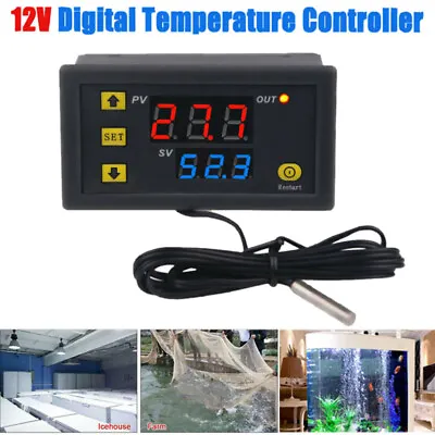£5.35 • Buy DC 12V 20A Digital Temperature Controller Switch Probe Thermostat Control W3230