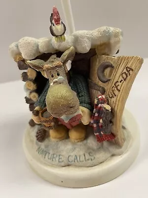 Outhouse Lamp - Nature Calls Moose - Enesco - Minus Lampshade-Tested Works • $15.99