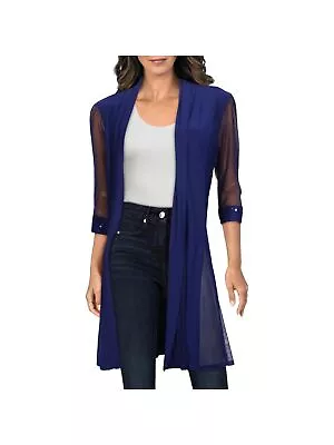 R&M RICHARDS Womens Blue Shawl Collar Open Front 3/4 Sleeve Jacket Petites 10P • $1.69