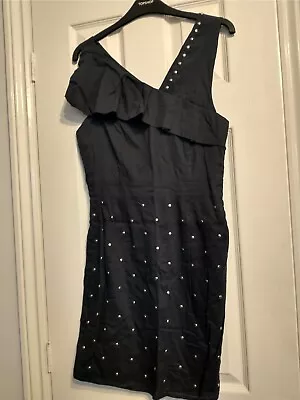 £22.99 • Buy Topshop Limited Edition Navy Blue Studded Embellished Party Dress Size 10 