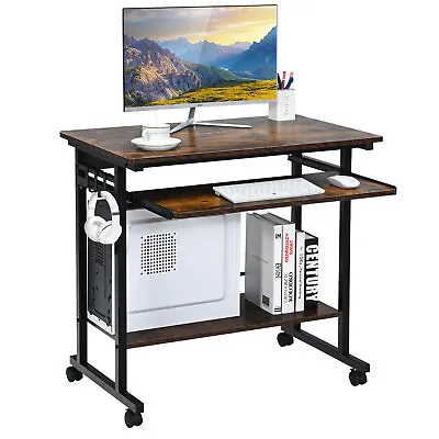 $89.95 • Buy Giantex Computer Desk Rolling Laptop Cart Writing Workstation W/ Keyboard Tray