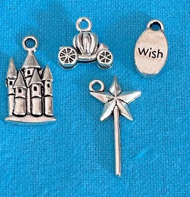 Alloy Fairy Tale Style Charms Antique Silver  Wand Castle Coach Carriage Wish • £2.25