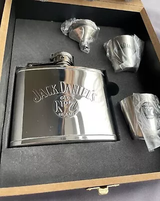 £29.99 • Buy Jack Daniels Gift Set With Hip Flask And Two Tumblers  Stainless Steel