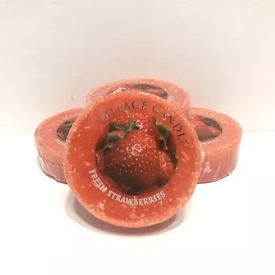 Village Candle FRESH STRAWBERRIES Wax Melt Tart Lot Of 4 (1 Oz Ea.) Retired • $8.54