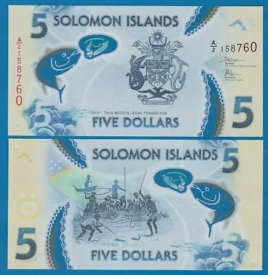 Solomon Islands 5 Dollars Banknote  P New 2019 Polymer UNC Low Shipping!  • $4.99