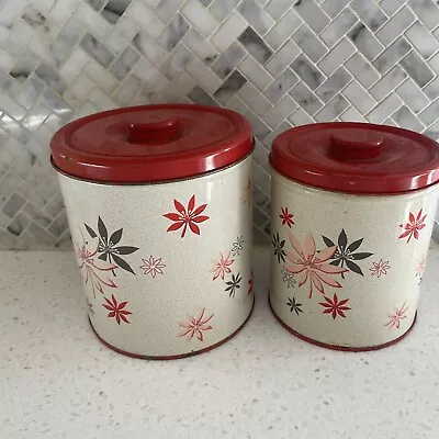 Vintage Decoware Metal Nesting Kitchen Canister 2pc Set Floral Replacement  • $19.95