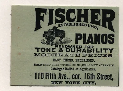 Vintage 1894 Victorian 2 Advertisements - Fischer Pianos - Vose & Sons Pianos • $15.97