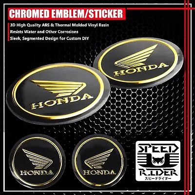 $17.41 • Buy 2 X2-1/8  3d Emblem Logo Sticker Fender Decals Honda Gloss Black+chromed Gold