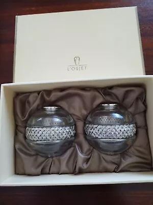 L'objet Salt And Pepper Shaker Silver With Swavorski Crystal Boxed Set NWOT • $140