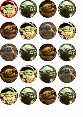 24  Yoda  Rice Paper Edible Cup Cake Toppers. • £2.20