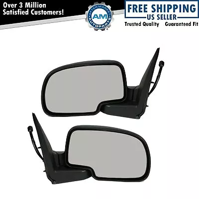 Side View Mirrors Power Heated Smooth Black W/ Puddle LH & RH Pair For Chevy GMC • $68.47