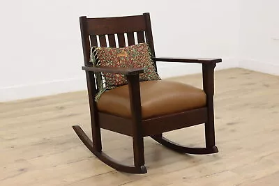 Arts & Crafts Mission Oak Antique Craftsman Rocking Chair #47413 • $1275