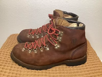 VTG Vasque Vibram Brown Suede Leather Men’s Sz 12 W Hiking Mountaineering Boots • $149.99