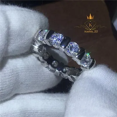 Round Cut 2.00 Carat Moissanite Eternity Wedding Band Solid 14K White Gold VVS1 • $226.20