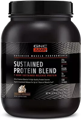 GNC AMP Sustained Protein Blend Chocolate Milkshake 2.16 Lb Exp 7/24+ • $39.95