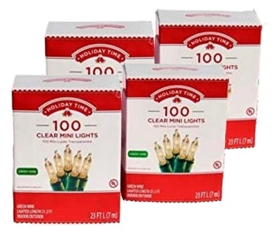 $25.99 • Buy NEW Holiday Time 100 Clear Mini Christmas String Lights/Green Wire (Lot 4 Boxes)