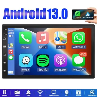 Android 13.0 Double DIN Touch 7  Car Stereo Radio WiFi Apple CarPlay GPS Navi • $59.79